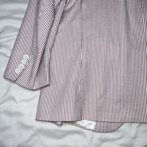 Alan Flusser Blazer Men’s Size 48R Red White Striped Seersucker Preppy Jacket - Picture 14 of 14